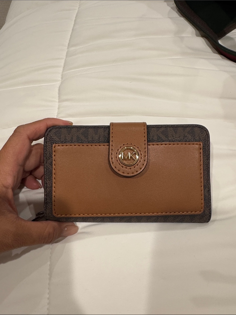 Michael Kors Brown and Dark Brown Logo Continental Wallet
